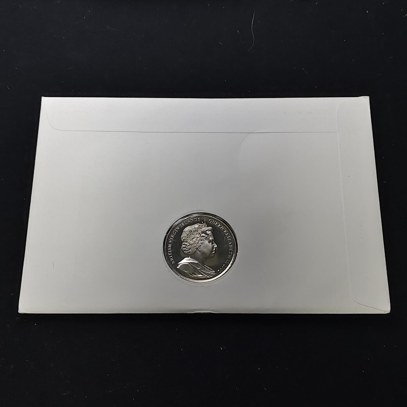 【全场包邮】纯粹捡漏拍482场（免费代拍第19场）-币封+套装+富兰克林（注意佣金） 【邮币封】英属维尔京群岛2002年1元女王登基五十周年克朗型纪念币邮币封