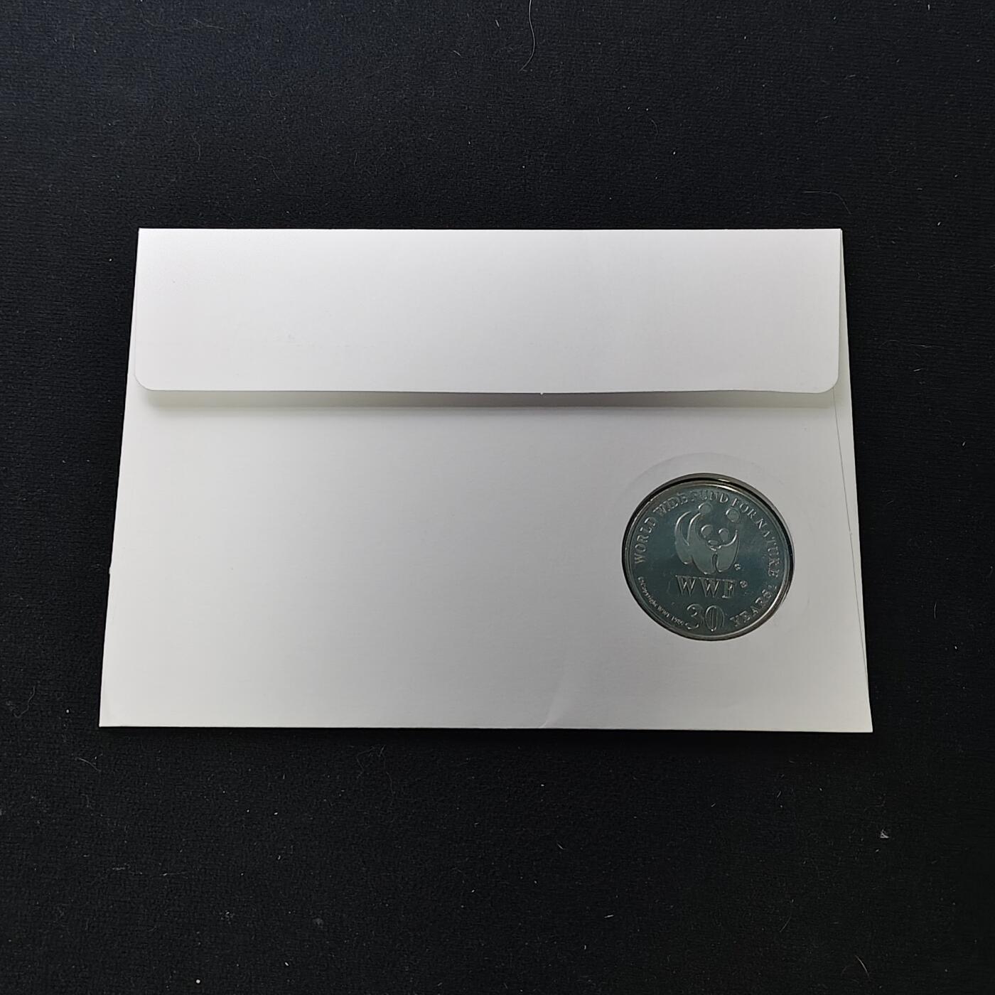 【全场包邮】纯粹捡漏拍482场（免费代拍第19场）-币封+套装+富兰克林（注意佣金） 【邮章封】WWF世界自然基金会1986年30周年易危佩氏真鲨纪念邮章封