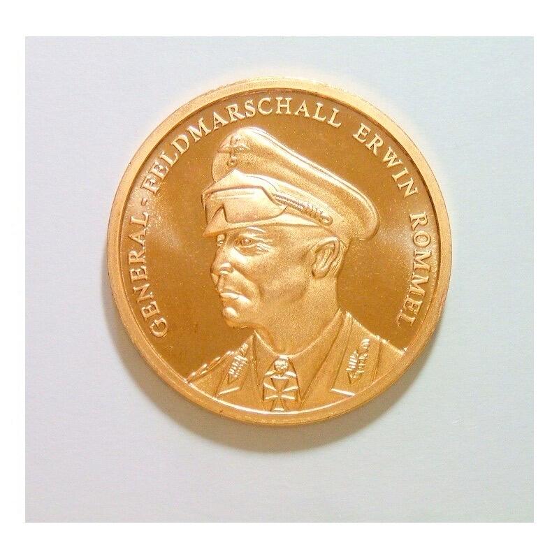 德国沙漠之狐隆美尔+铁十字 高浮雕精制镀金章 30MM