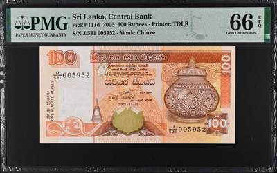 67 EPQ 1979年 新加坡鸟版20元，各版本稀有瑞典1000克朗，持续更新ing - PMG 66 EPQ 斯里兰卡 2005年 100斯里兰卡卢比 千位号 亚军分 无47
