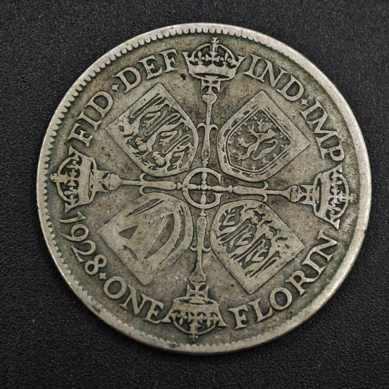 【淘币小摊】实时拍第八百一十四拍   散币场   满百包邮可预留二周 每周一统一发货   英国1928年乔治五世弗洛林银币