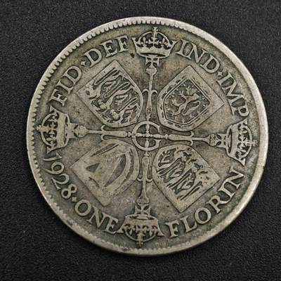 【淘币小摊】实时拍第八百一十四拍   散币场   满百包邮可预留二周 每周一统一发货   - 英国1928年乔治五世弗洛林银币