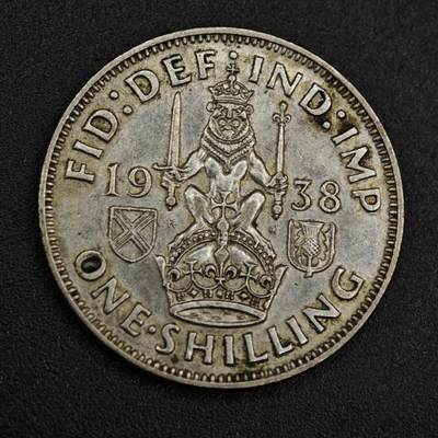 【淘币小摊】实时拍第八百一十四拍   散币场   满百包邮可预留二周 每周一统一发货   - 英国1938年乔治六世一先令银币