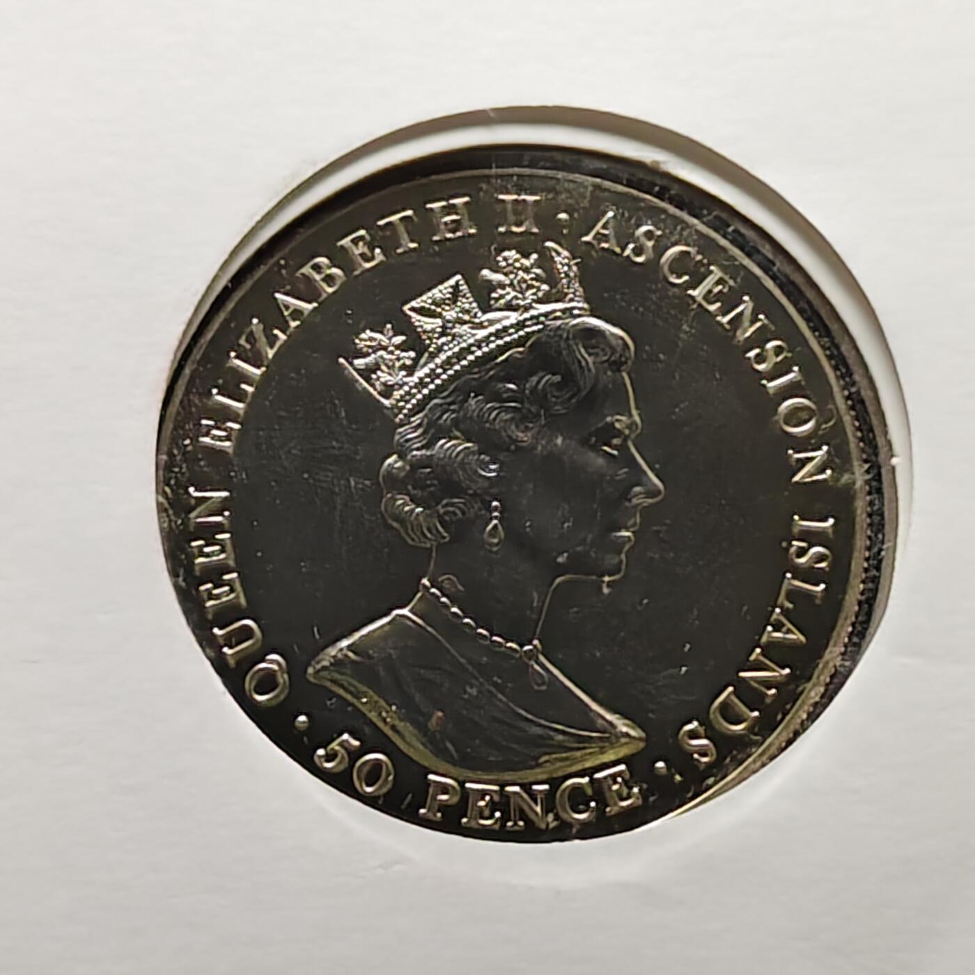 【全场包邮】纯粹捡漏拍482场（免费代拍第19场）-币封+套装+富兰克林（注意佣金） 【邮币封】阿松森群岛2001年50便士女王75大寿纪念币邮币封