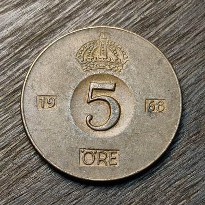【铜匠收藏】★第134场★散币场，无佣金，30包邮。不满30元，支付5元运费。《接受代拍 代送NGC评级》 - 1968年 瑞典 5欧尔 铜币