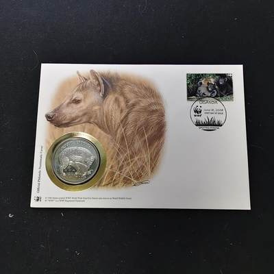 【全场包邮】纯粹捡漏拍482场（免费代拍第19场）-币封+套装+富兰克林（注意佣金） - 【邮章封】WWF世界自然基金会1986年30周年‌‌斑鬣狗纪念邮章封