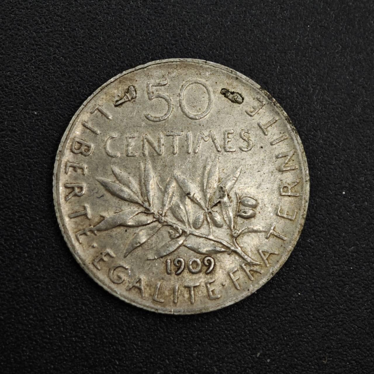 【淘币小摊】实时拍第八百一十四拍   散币场   满百包邮可预留二周 每周一统一发货   法国1909年播种女神50分银币