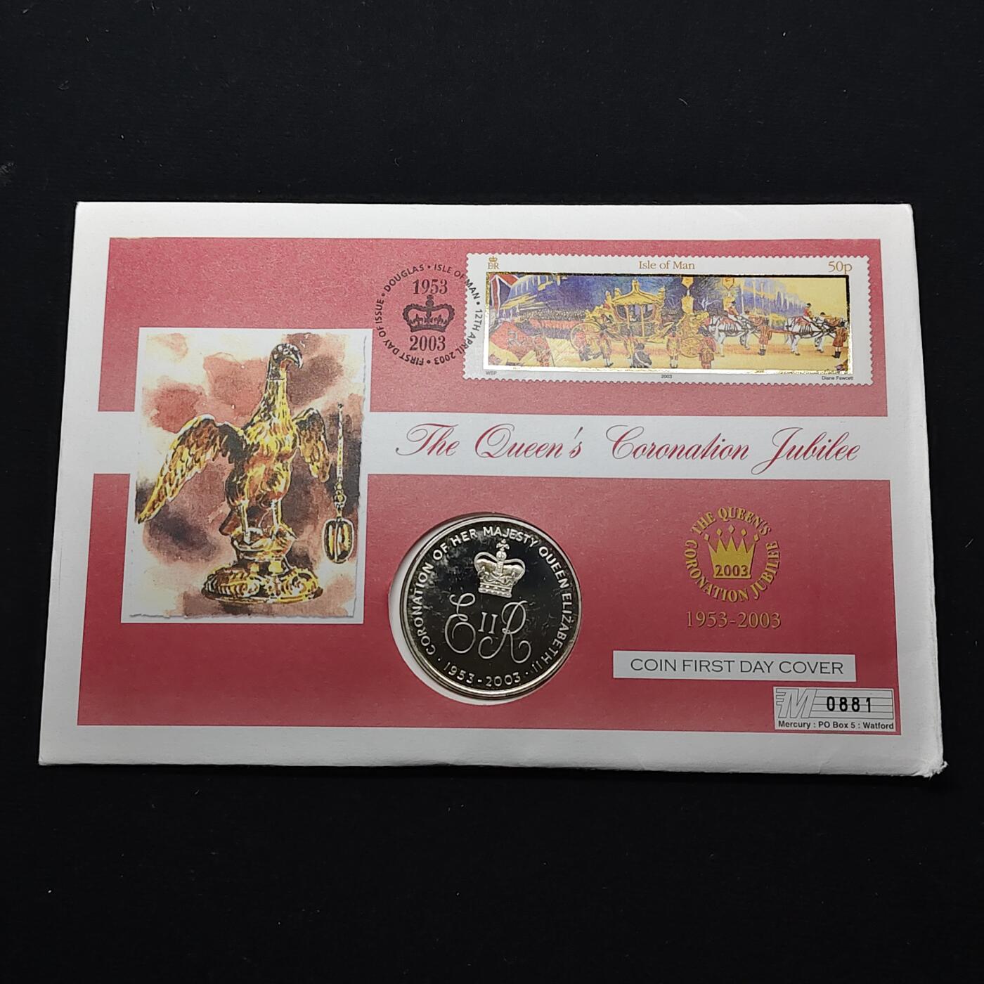 【全场包邮】纯粹捡漏拍482场（免费代拍第19场）-币封+套装+富兰克林（注意佣金） 【邮币封】阿松森群岛2003年50便士女王加冕五十周年克朗型纪念币邮币封