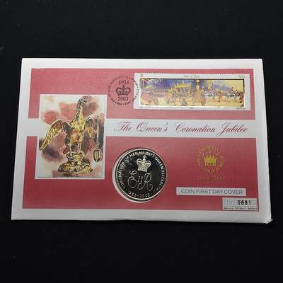 【全场包邮】纯粹捡漏拍482场（免费代拍第19场）-币封+套装+富兰克林（注意佣金） - 【邮币封】阿松森群岛2003年50便士女王加冕五十周年克朗型纪念币邮币封