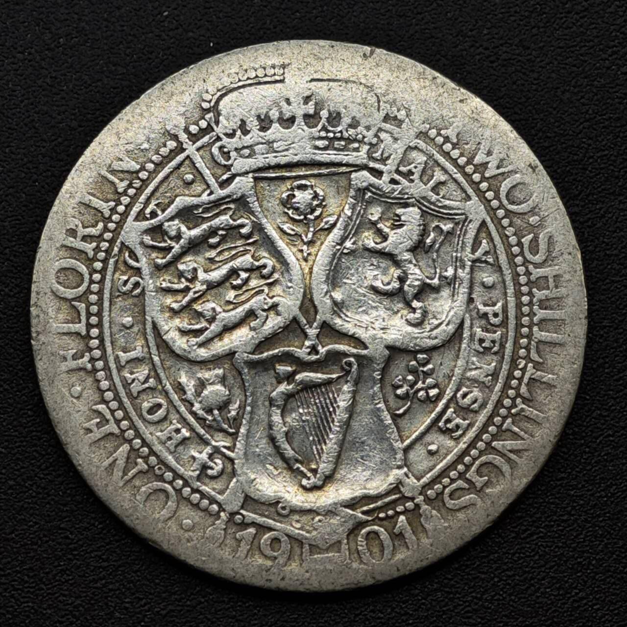 【淘币小摊】实时拍第八百一十五拍   银币套币场   满百包邮可预留二周 每周一统一发货   英国1901年维多利亚2先令银币