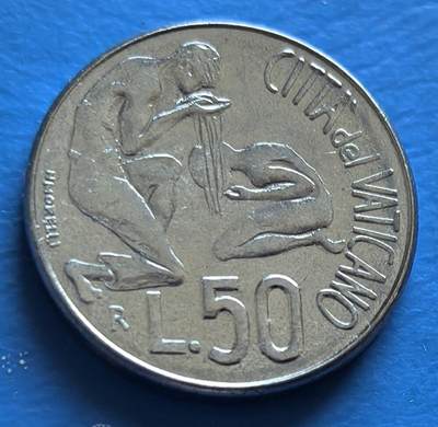 外国优质老铜币银币，周六九点倒数截拍，满百包邮，可寄存半年，喜欢朋友微信扫描二维码可直接参拍 - 梵蒂冈50里拉