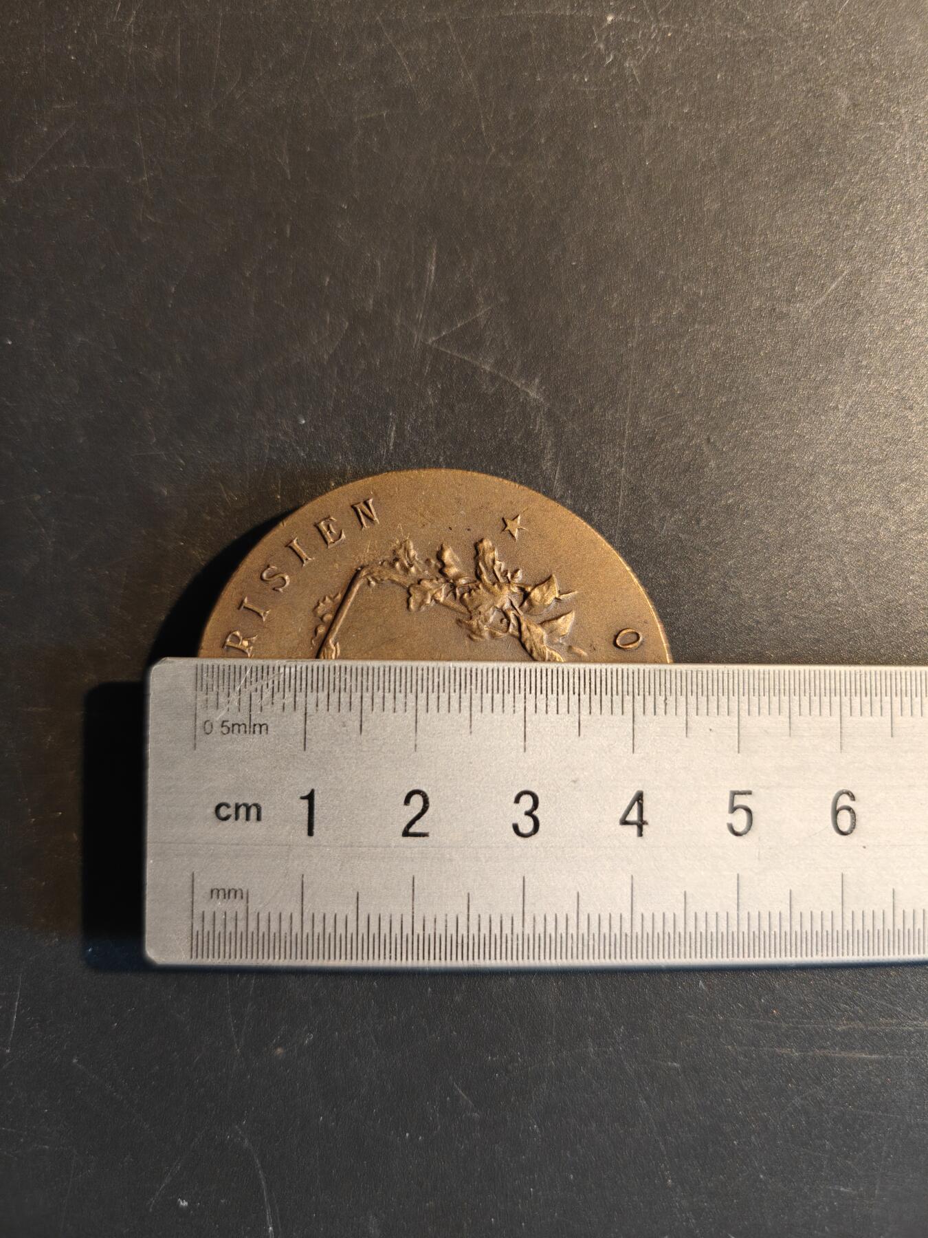 老王徽章第167期 法国“小巴黎人报”长跑竞赛大铜章     直径44mm.    重量46.9g