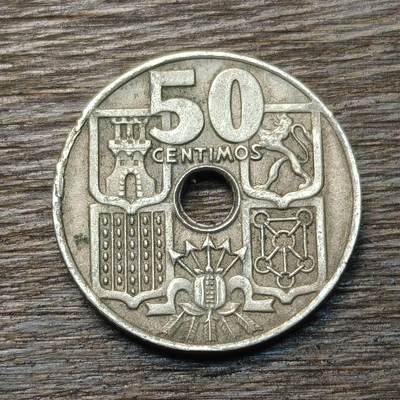 【铜匠收藏】★第134场★散币场，无佣金，30包邮。不满30元，支付5元运费。《接受代拍 代送NGC评级》 - 西班牙 1949年 50分 中孔币