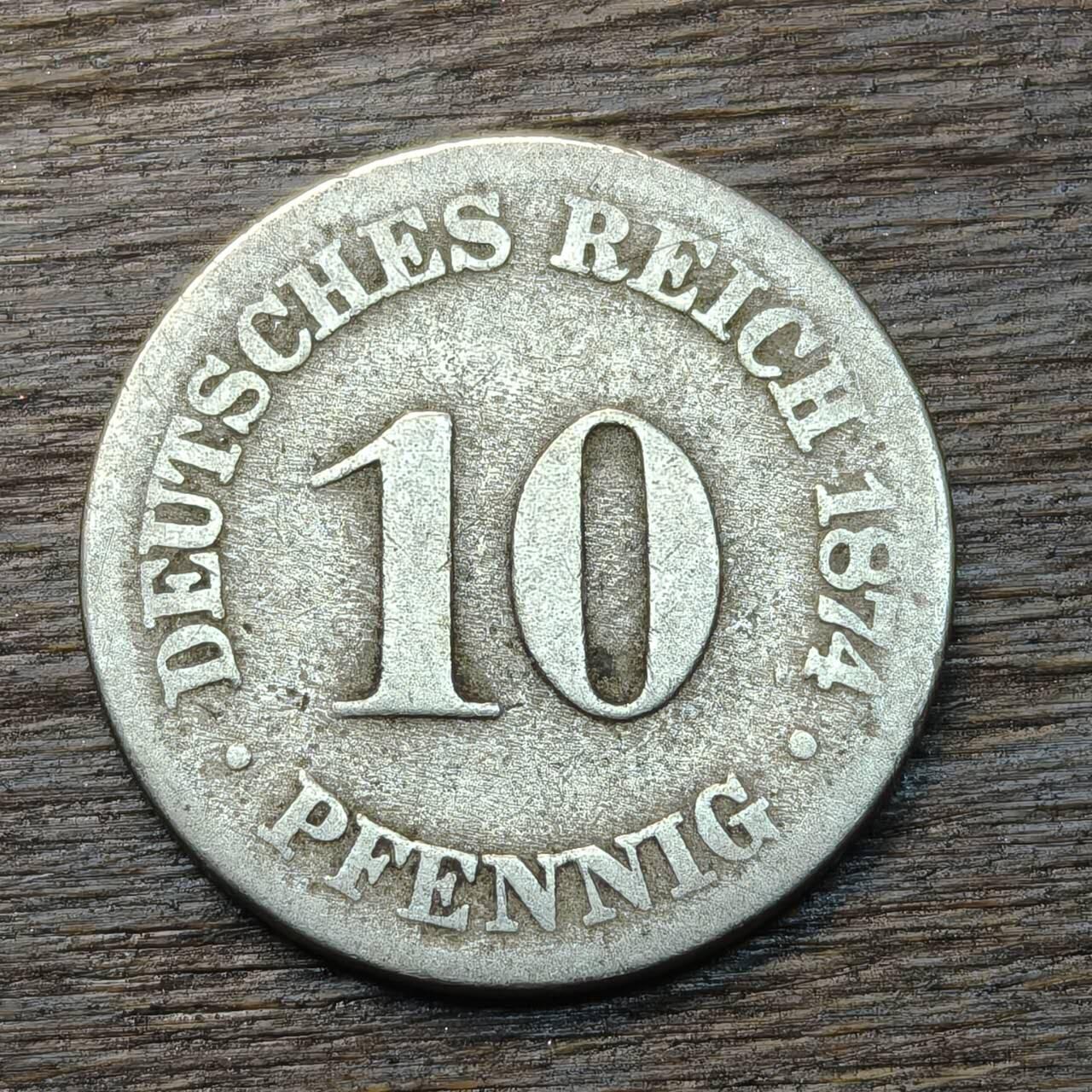 【铜匠收藏】★第134场★散币场，无佣金，30包邮。不满30元，支付5元运费。《接受代拍 代送NGC评级》 德国 1874年 短翅鹰 10芬尼 镍币 德意志第二帝国