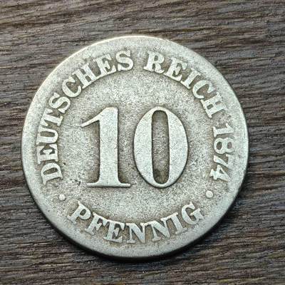 【铜匠收藏】★第134场★散币场，无佣金，30包邮。不满30元，支付5元运费。《接受代拍 代送NGC评级》 - 德国 1874年 短翅鹰 10芬尼 镍币 德意志第二帝国