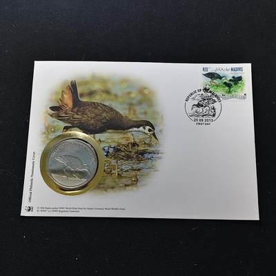 【全场包邮】纯粹捡漏拍482场（免费代拍第19场）-币封+套装+富兰克林（注意佣金） - 【邮章封】WWF世界自然基金会白胸苦恶鸟纪念邮章封