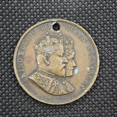 【淘币小摊】限时拍第八百一十六拍  纪念章场  满百包邮可预留两周  周一统一发货  -  英国1902年爱德华七世加冕纪念章直径32mm