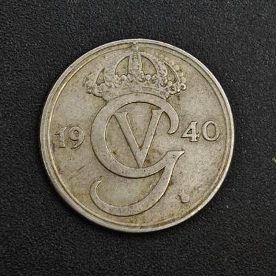 【淘币小摊】实时拍第八百一十四拍   散币场   满百包邮可预留二周 每周一统一发货   - 瑞典1940年25欧尔镍币