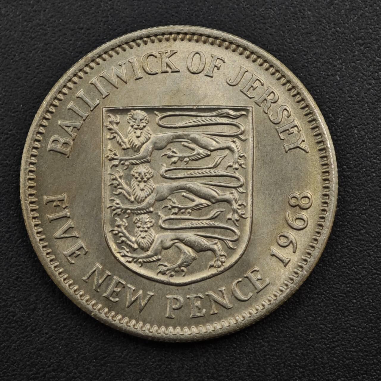 【淘币小摊】实时拍第八百一十四拍   散币场   满百包邮可预留二周 每周一统一发货   泽西岛1968年5便士镍币