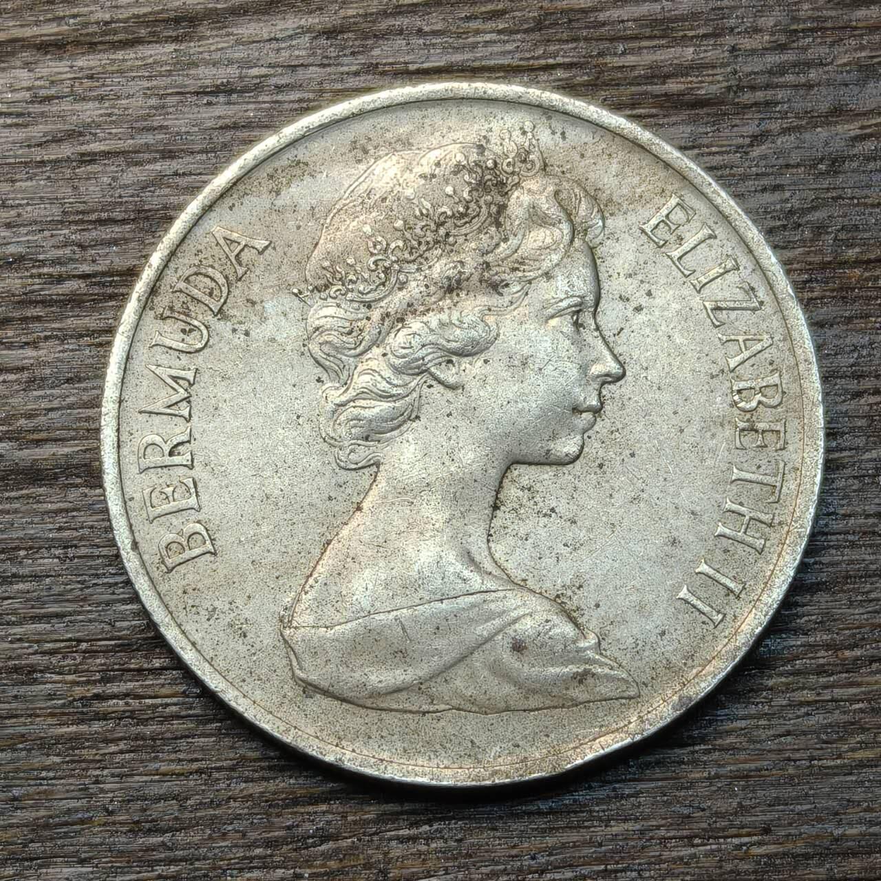 【铜匠收藏】★第134场★散币场，无佣金，30包邮。不满30元，支付5元运费。《接受代拍 代送NGC评级》 百慕大 1970年 25分