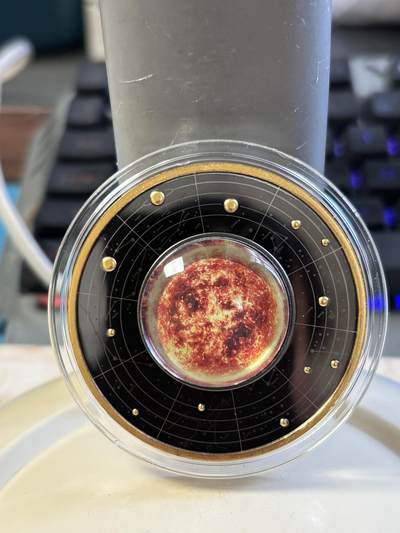 第184期拍卖 - 喀麦隆2021年太阳系系列太阳钌化镀金彩印纪念银币，金属:999银钌化镀金，重量:17.5克，直径:50毫米，发行：555枚