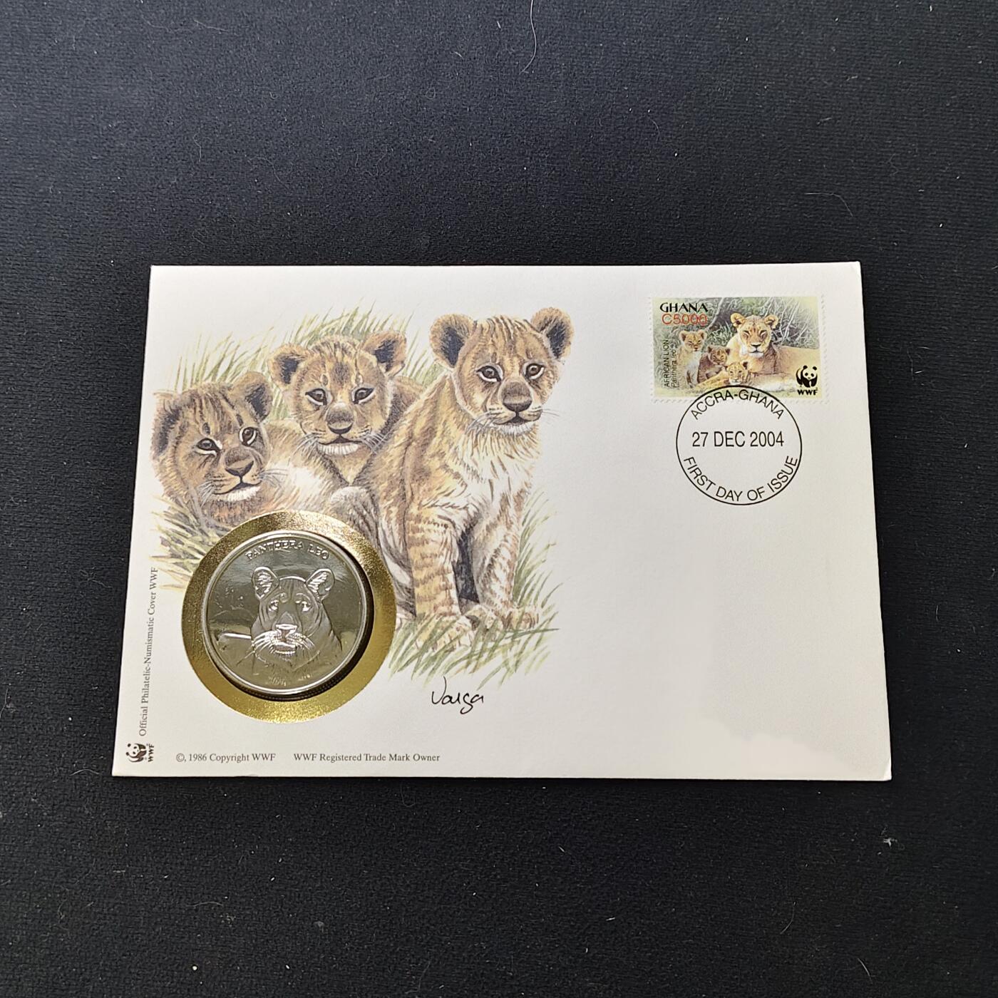 【全场包邮】纯粹捡漏拍482场（免费代拍第19场）-币封+套装+富兰克林（注意佣金） 【邮章封】WWF世界自然基金会1986年30周年非洲狮纪念邮章封