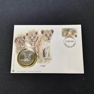 【全场包邮】纯粹捡漏拍482场（免费代拍第19场）-币封+套装+富兰克林（注意佣金） - 【邮章封】WWF世界自然基金会1986年30周年非洲狮纪念邮章封