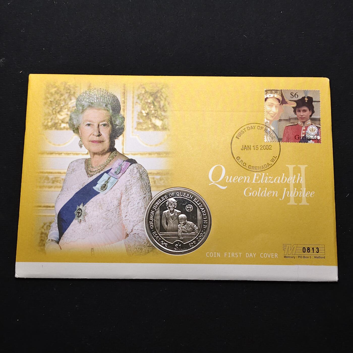 【全场包邮】纯粹捡漏拍482场（免费代拍第19场）-币封+套装+富兰克林（注意佣金） 【邮币封】塞拉利昂2002年1元女王登基50周年克朗型纪念币邮币封