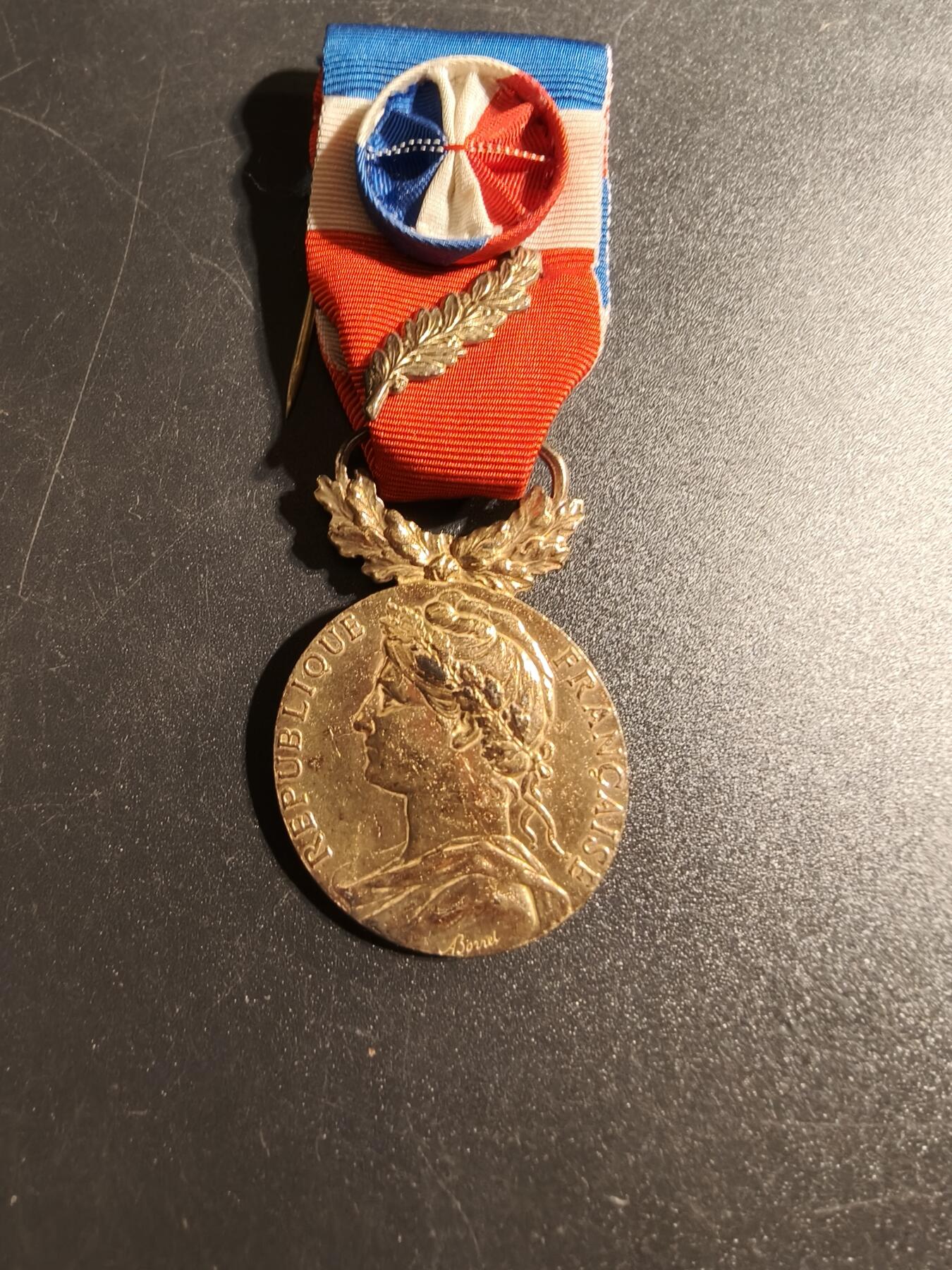 老王徽章第167期 法国金级劳工奖章    950银镀金     金棕榈勋饰     16.2g