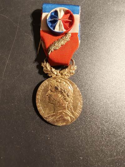 老王徽章第167期 - 法国金级劳工奖章    950银镀金     金棕榈勋饰     16.2g