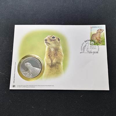 【全场包邮】纯粹捡漏拍482场（免费代拍第19场）-币封+套装+富兰克林（注意佣金） - 【邮章封】WWF世界自然基金会‌斑点地松鼠纪念邮章封