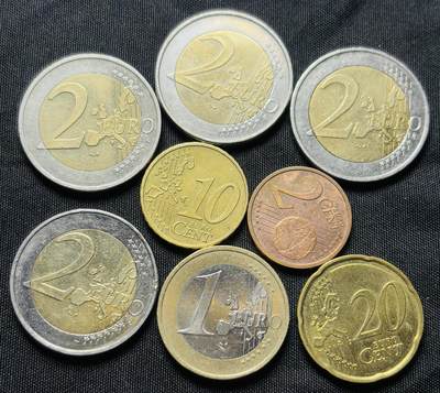 文馨钱币收藏第 284 场，【 长期接收代拍品】老藏家拍品南朝鲜李承晚时期货币，泰国大型纪念币，土耳其各时期及各国套币场 - 好品早期德国欧元 8 枚 9.32 欧元，折合人民币 76.47 元