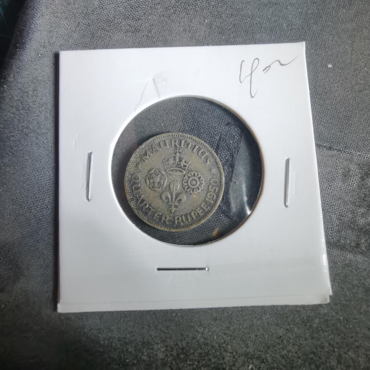 沼泽如烟--第919场 毛里求斯1950年四分之一卢比银币