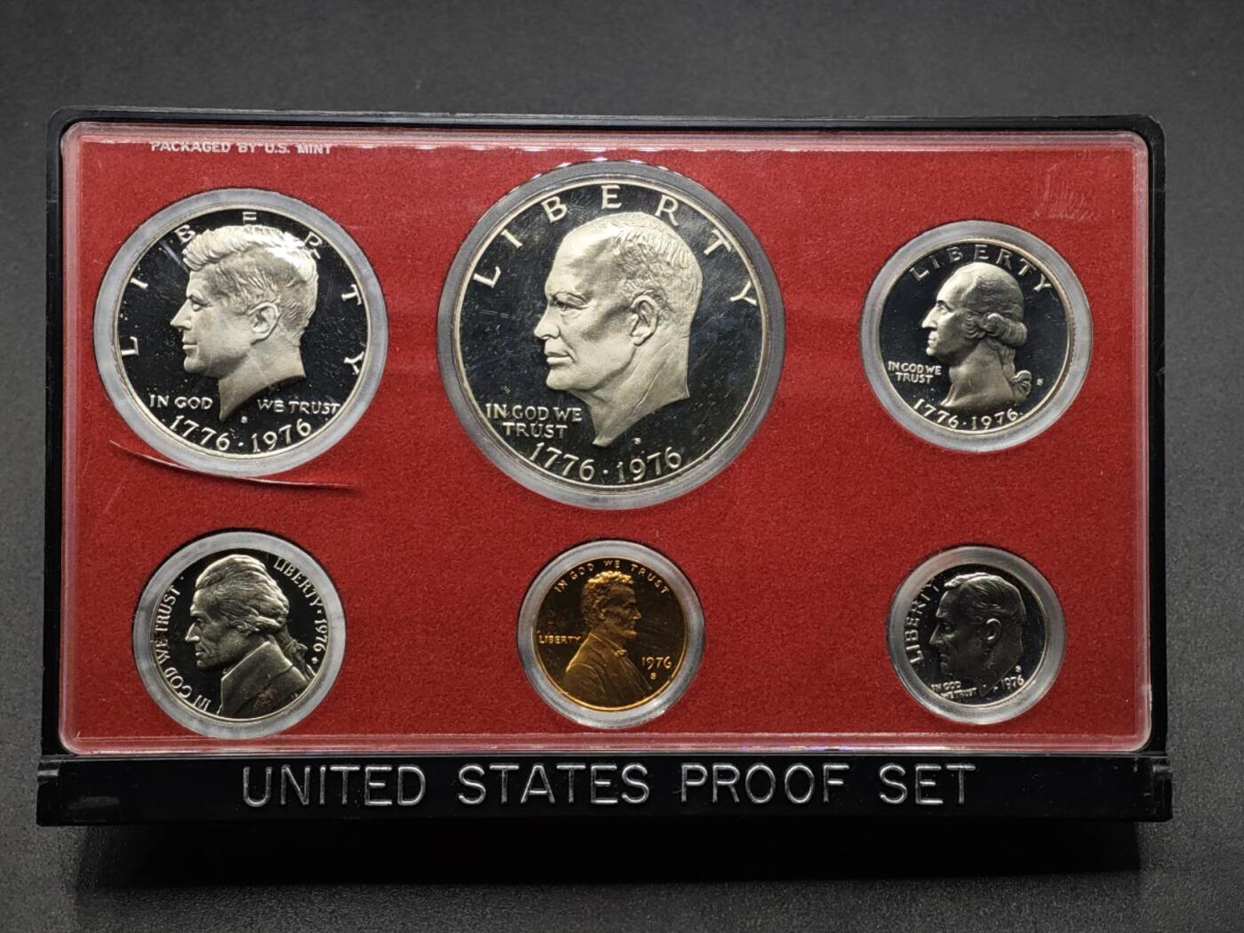 【淘币小摊】实时拍第八百一十五拍   银币套币场   满百包邮可预留二周 每周一统一发货   美国1976年精制套币