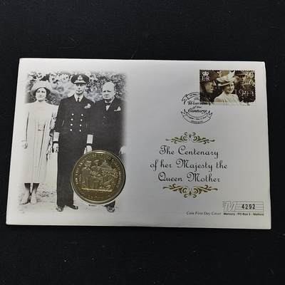 【全场包邮】纯粹捡漏拍482场（免费代拍第19场）-币封+套装+富兰克林（注意佣金） - 【邮币封】马恩岛2000年1克朗女王母亲伊丽莎白皇太后人生中的重要时刻系列访问马恩岛克朗型纪念币邮币封