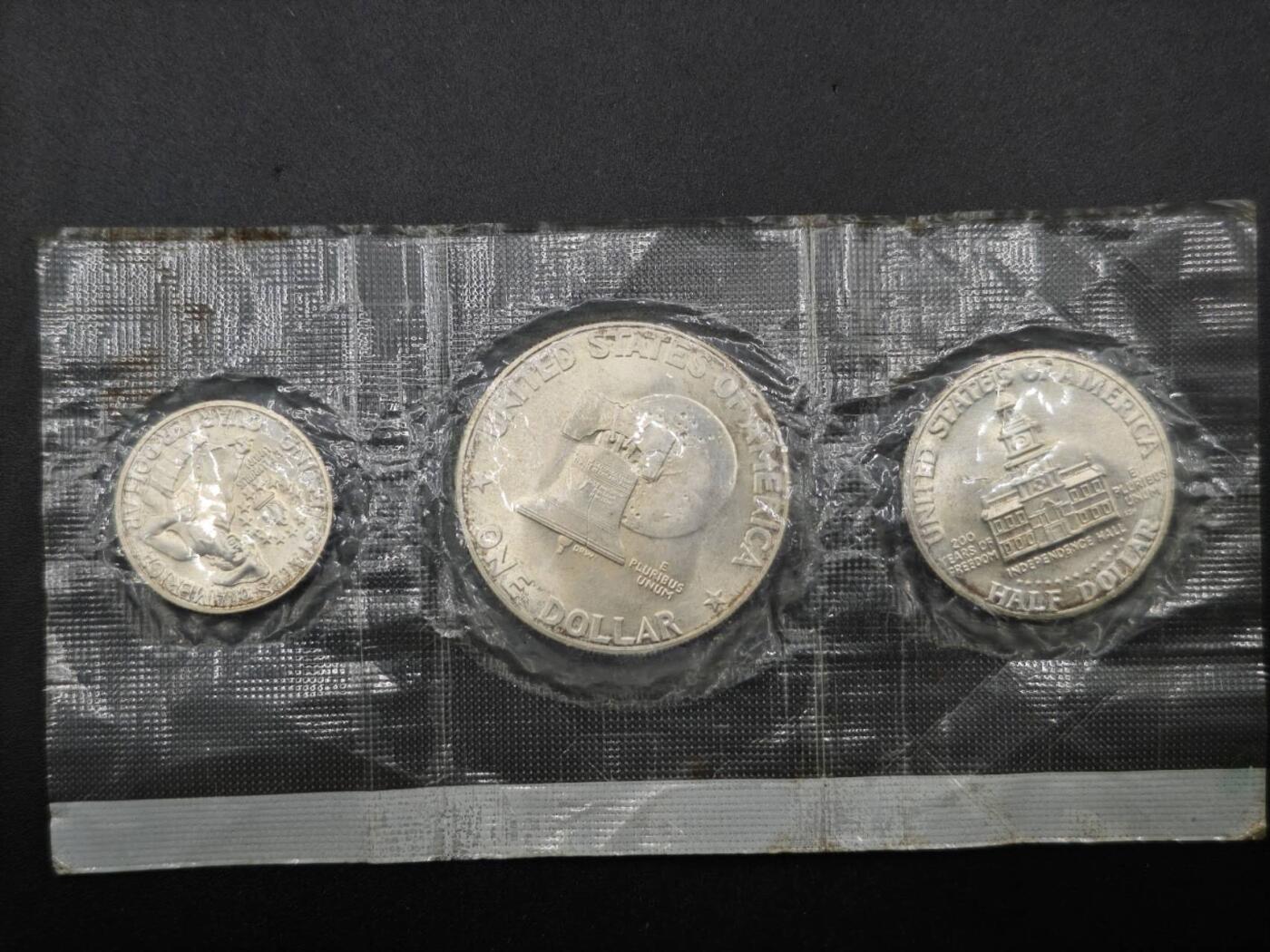 【淘币小摊】实时拍第八百一十五拍   银币套币场   满百包邮可预留二周 每周一统一发货   美国1976年建国200周年银币3枚套 总重41.8克400银 银价216