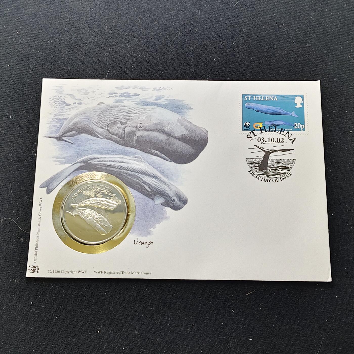 【全场包邮】纯粹捡漏拍482场（免费代拍第19场）-币封+套装+富兰克林（注意佣金） 【邮章封】WWF世界自然基金会1986年30周年‌抹香鲸纪念邮章封