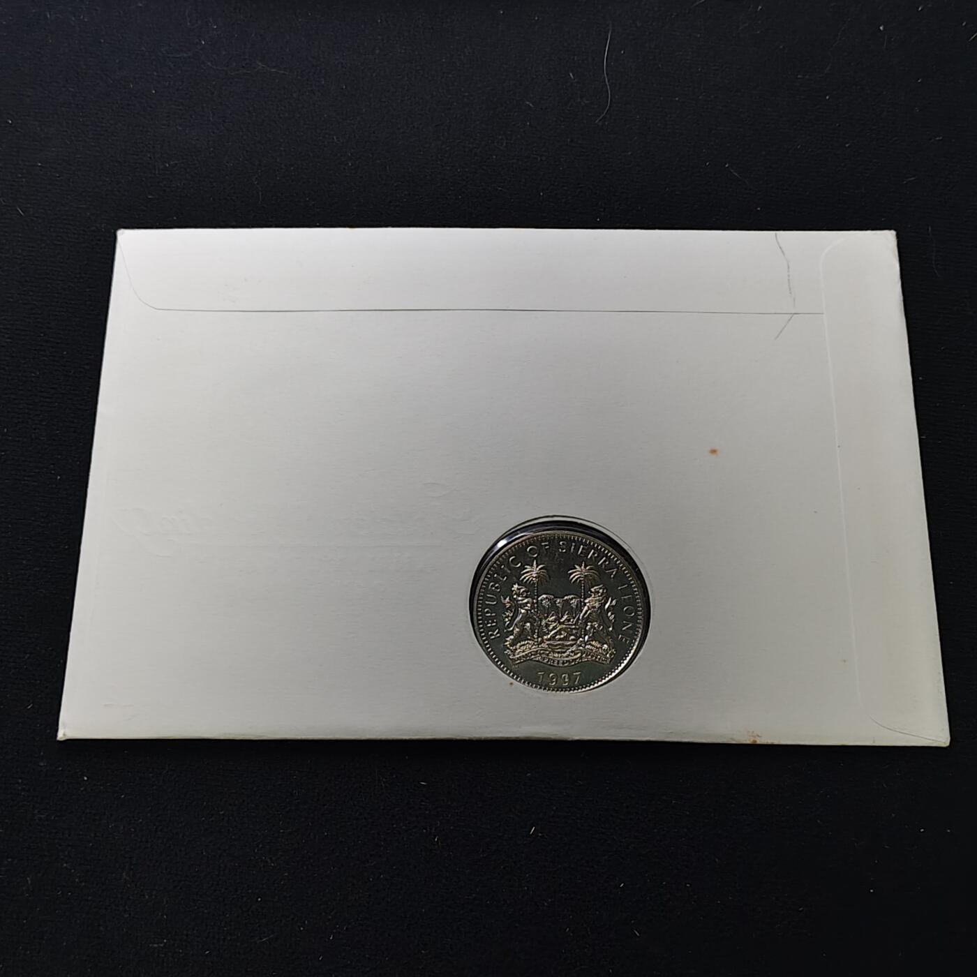 【全场包邮】纯粹捡漏拍482场（免费代拍第19场）-币封+套装+富兰克林（注意佣金） 【邮币封】塞拉利昂1997年1元女王金婚克朗型纪念币邮币封