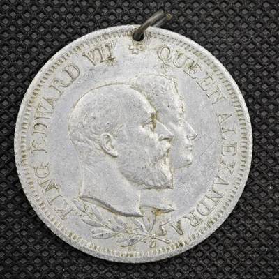 【淘币小摊】限时拍第八百一十六拍  纪念章场  满百包邮可预留两周  周一统一发货  -  英国1902年爱德华七世加冕纪念章直径38mm