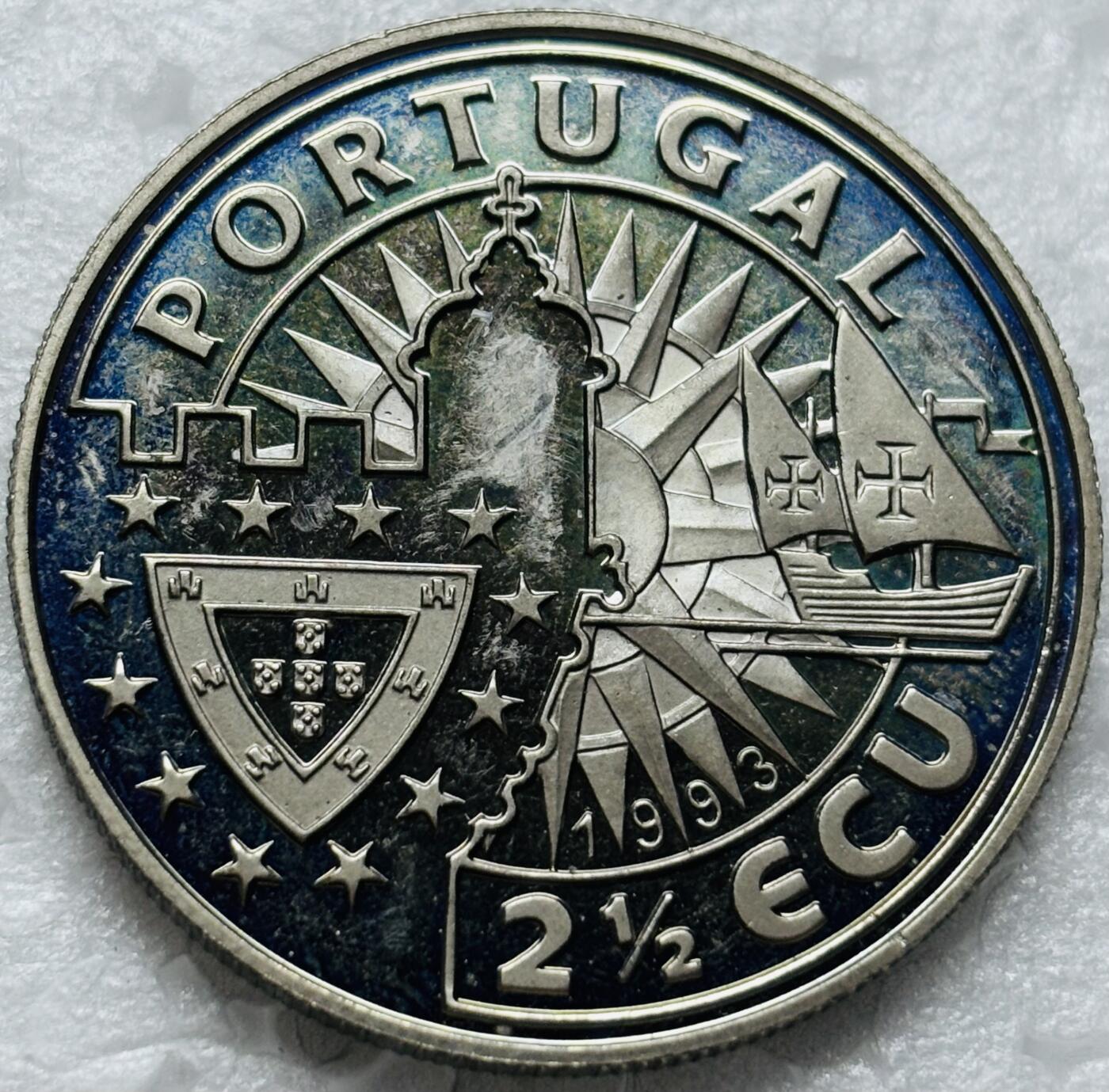 文馨钱币收藏第 284 场，【 长期接收代拍品】老藏家拍品南朝鲜李承晚时期货币，泰国大型纪念币，土耳其各时期及各国套币场 葡萄牙1993年 航海家迪亚兹2.5埃居精制纪念币