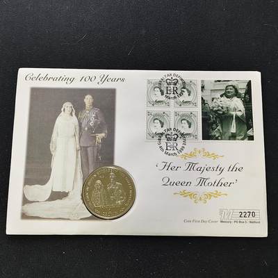 【全场包邮】纯粹捡漏拍482场（免费代拍第19场）-币封+套装+富兰克林（注意佣金） - 【邮币封】直布罗陀1999年1克朗女王母亲伊丽莎白皇太后人生中的重要时刻系列婚礼克朗型纪念币邮币封
