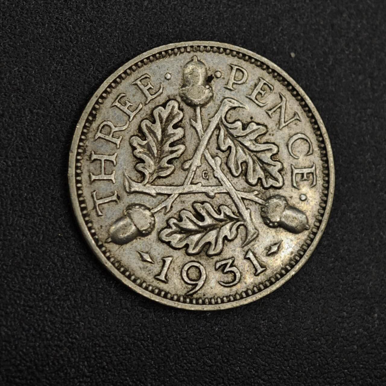 【淘币小摊】实时拍第八百一十四拍   散币场   满百包邮可预留二周 每周一统一发货   英国1931年乔治五世3便士银币