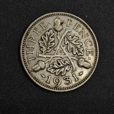 【淘币小摊】实时拍第八百一十四拍   散币场   满百包邮可预留二周 每周一统一发货   - 英国1931年乔治五世3便士银币