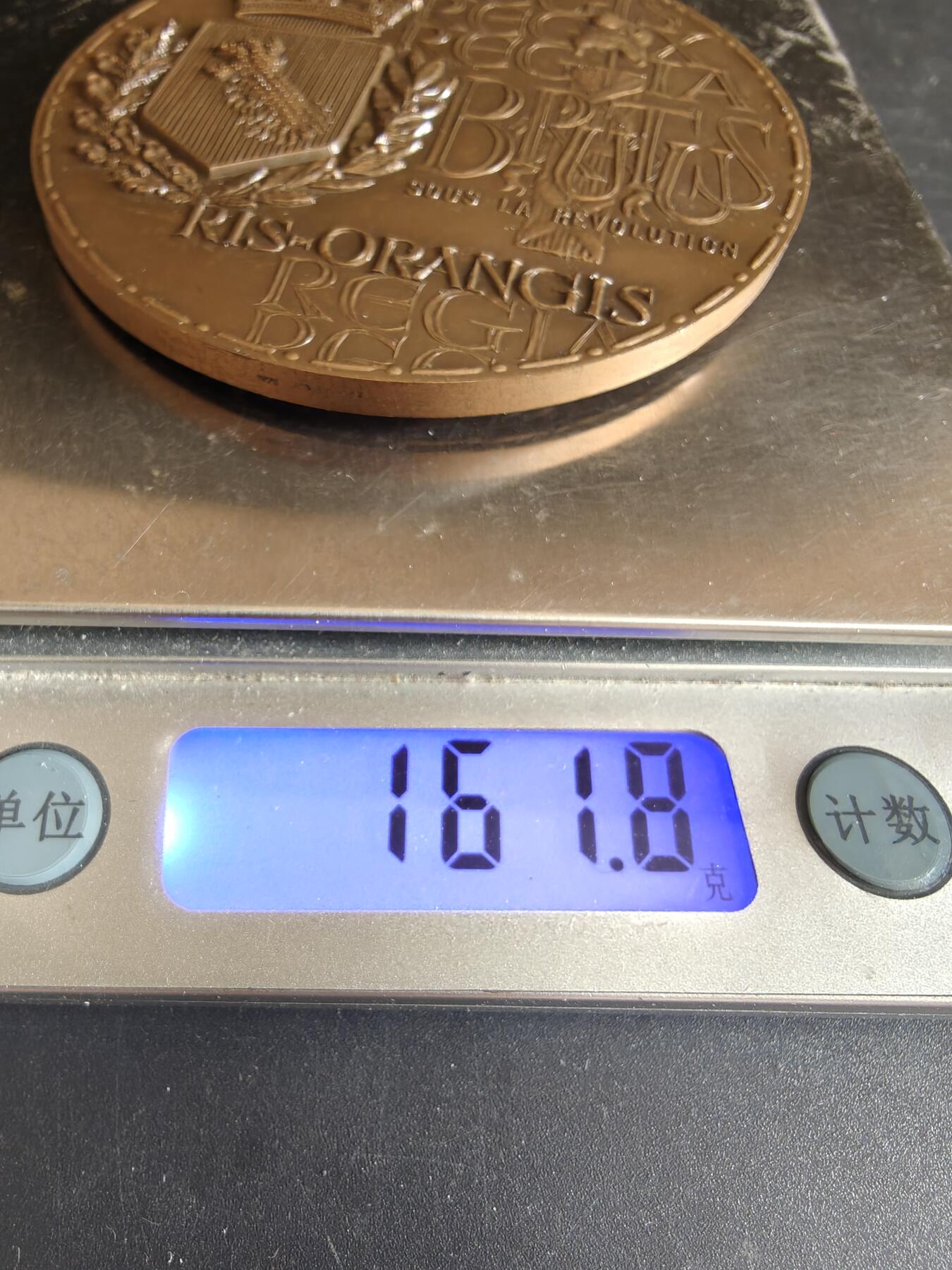 老王徽章第167期 法国Ris-Orangis市家庭大铜章     直径72mm.    重量161.8g