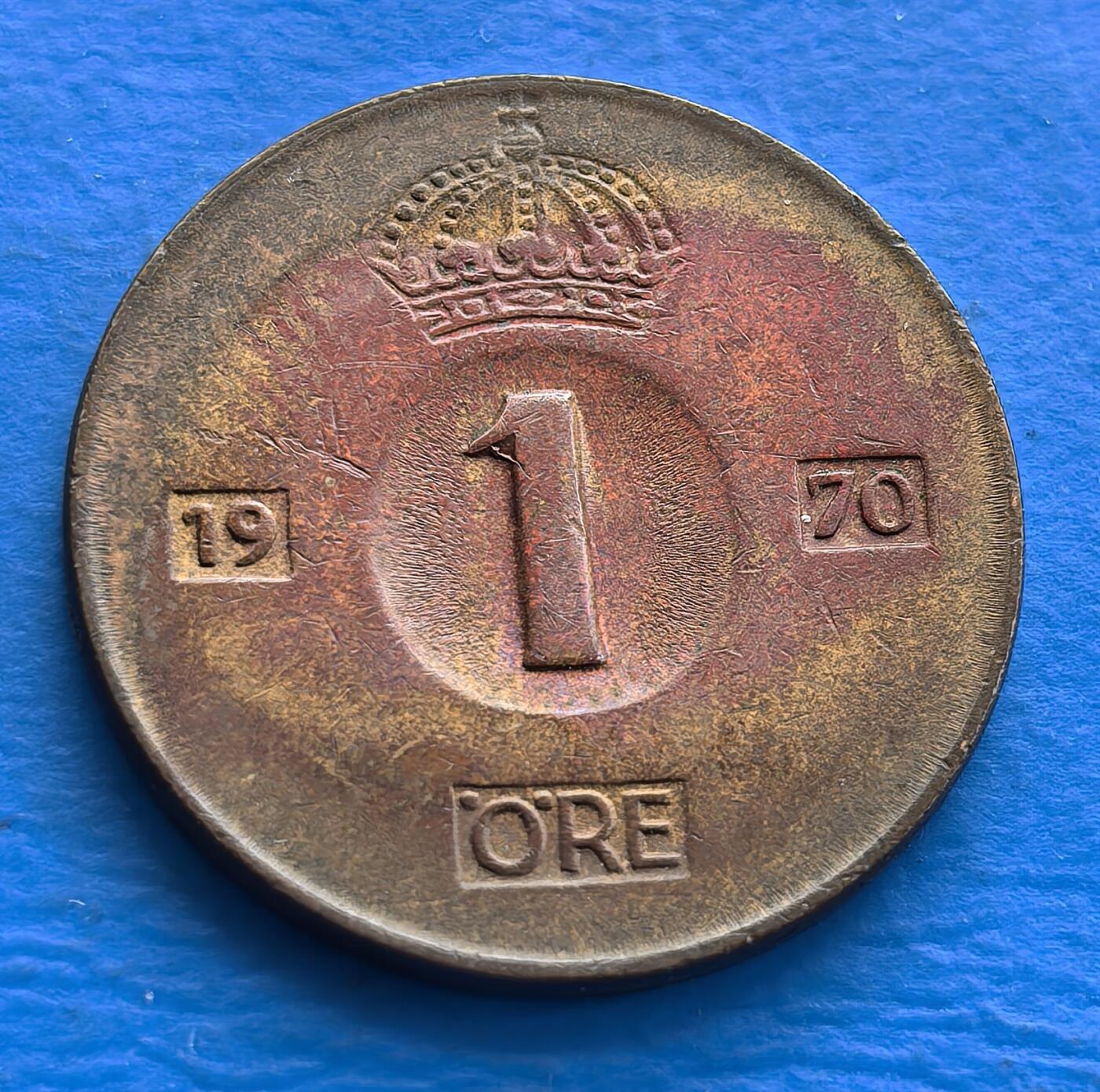 外国优质老铜币银币，周六九点倒数截拍，满百包邮，可寄存半年，喜欢朋友微信扫描二维码可直接参拍 瑞典1970年1欧尔