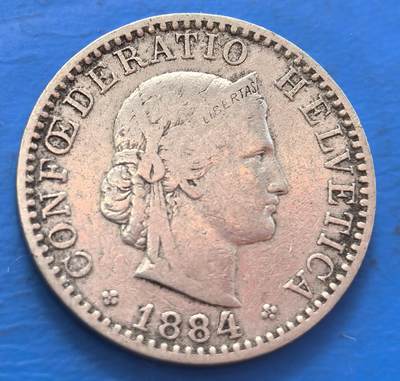 外国优质老铜币银币，周六九点倒数截拍，满百包邮，可寄存半年，喜欢朋友微信扫描二维码可直接参拍 - 瑞士1884年20分