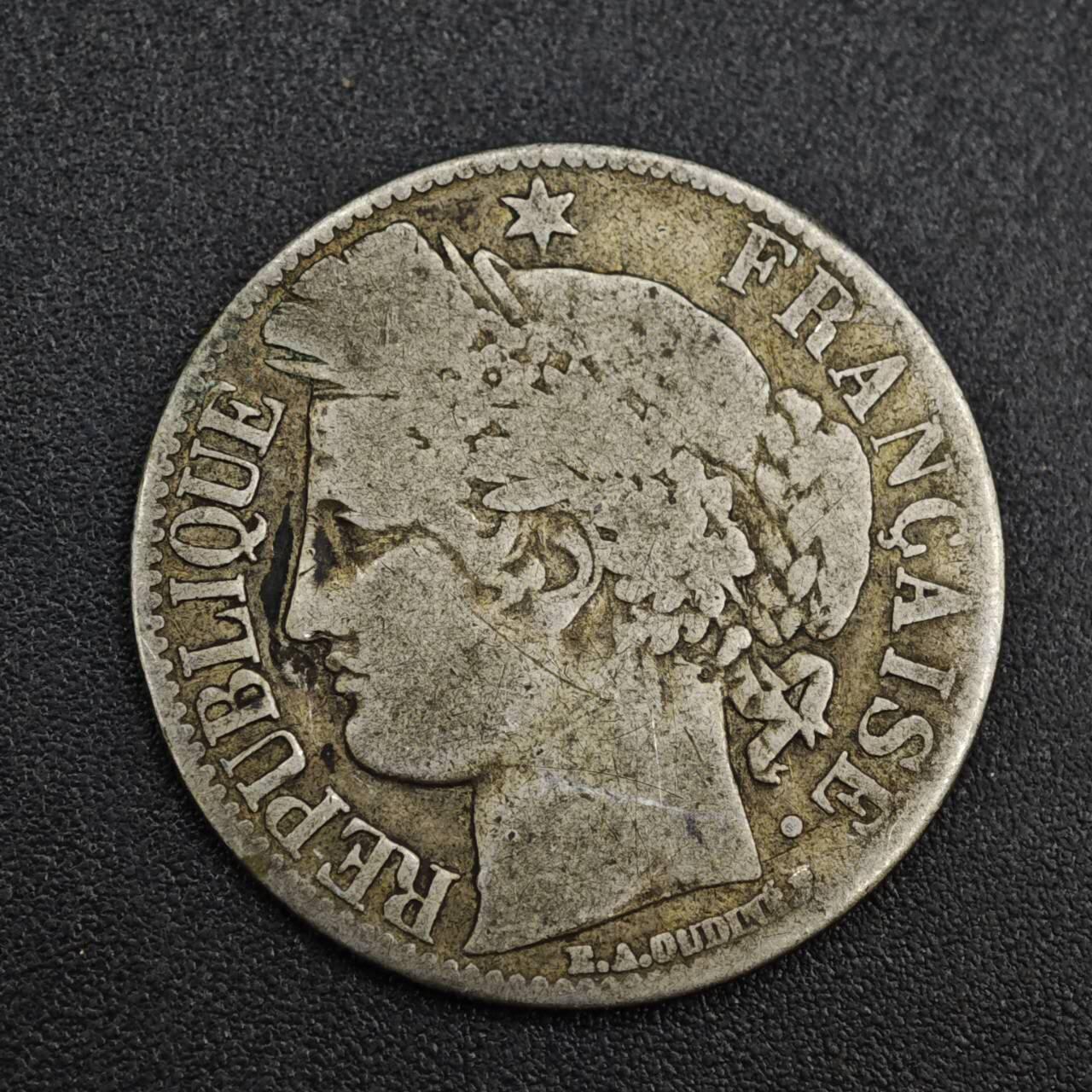 【淘币小摊】实时拍第八百一十四拍   散币场   满百包邮可预留二周 每周一统一发货   法国1872年谷物女神1法郎银币