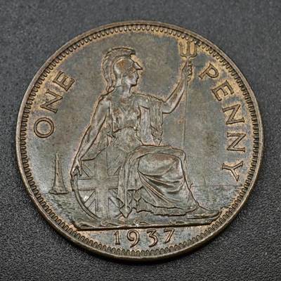 【淘币小摊】实时拍第八百一十四拍   散币场   满百包邮可预留二周 每周一统一发货   - 英国1937年乔治六世一便士铜币