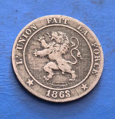 外国优质老铜币银币，周六九点倒数截拍，满百包邮，可寄存半年，喜欢朋友微信扫描二维码可直接参拍 - 比利时1863年5分