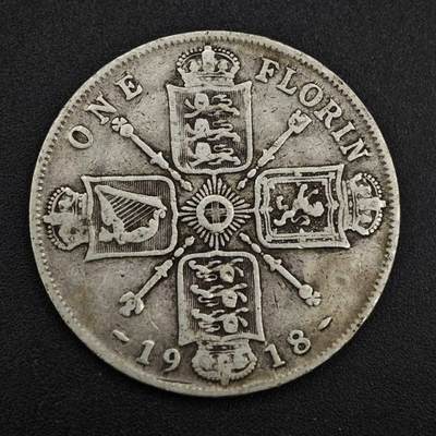 【淘币小摊】实时拍第八百一十四拍   散币场   满百包邮可预留二周 每周一统一发货   - 英国1918年乔治五世弗洛林银币